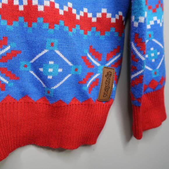 Tipsy Elves Natural Light Men's Parody Beer Christmas Holiday Sweater Large Blue - Picture 4 of 16